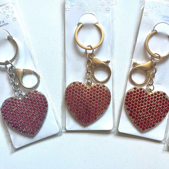 KEYCHAIN: Buyer Chooses ONE: Heart Colorful Rhinestone Charm - Picture 4 of 7